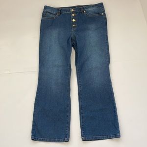 Michael Kors Button Fly Wide Leg Crop Jeans